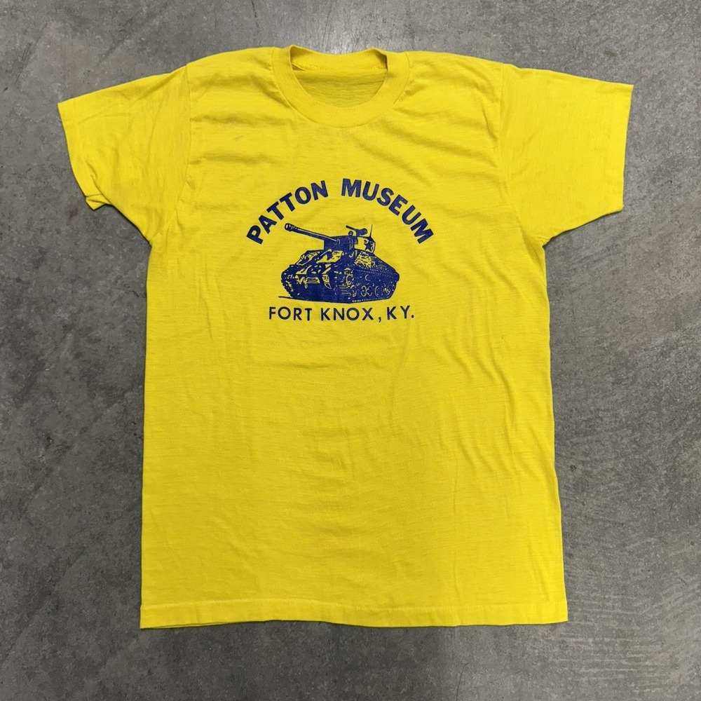70's Patton Musuem Fort Knox Kentucky T-Shirt Yellow Single Stitch 50/50 Large